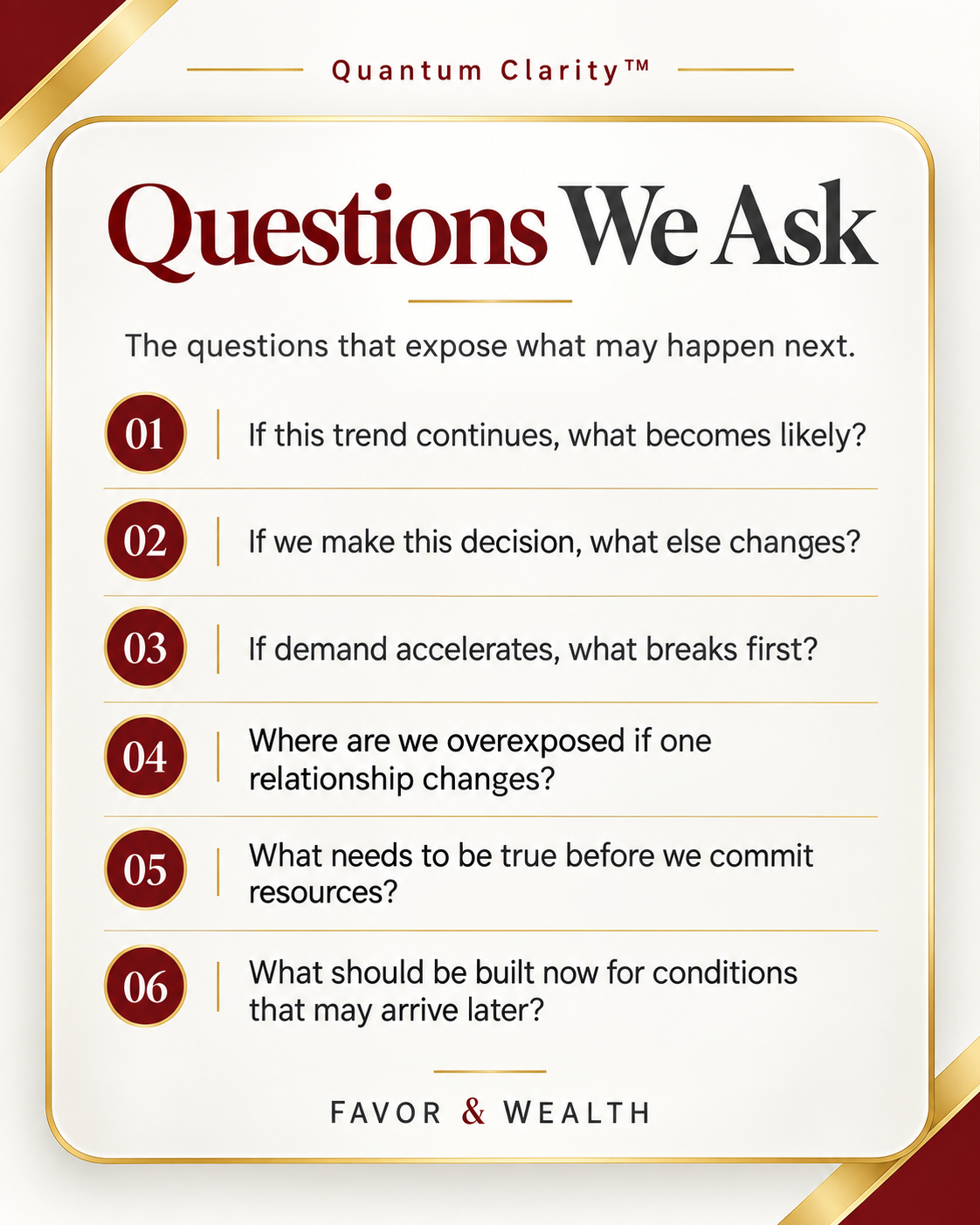 questions we ask